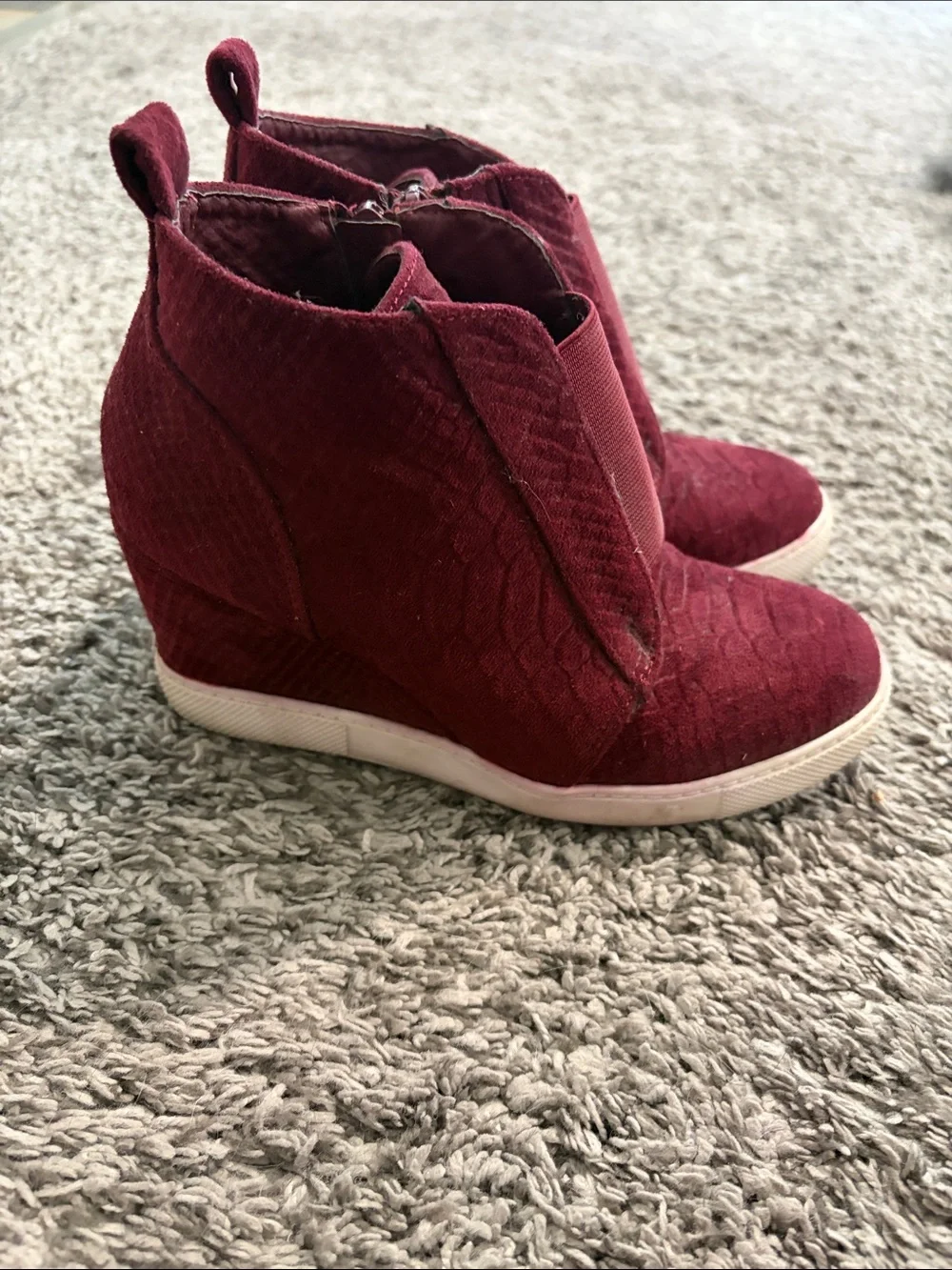 DownEast Burgundy Wedge Sneakers